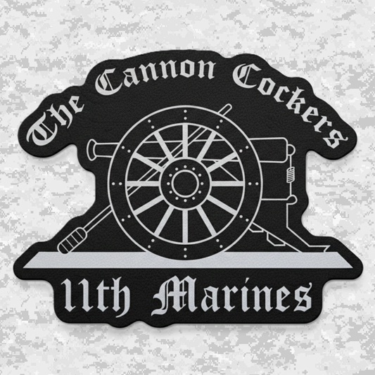 11th Marines Regiment "The Cannon Cockers" | Leather Patch | Velcro Backed | Brown / Black