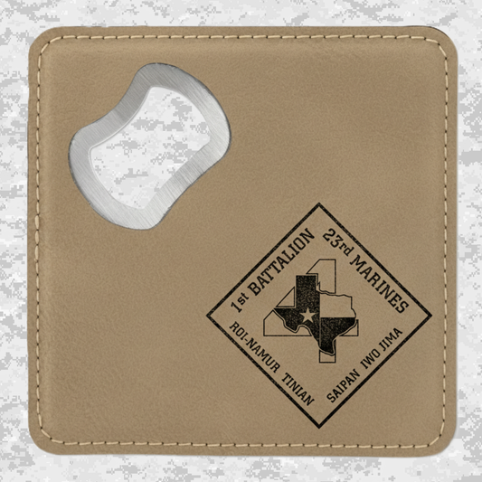 1st Battalion 23rd Marines Unit "Lone Star" | Leather Coaster & Opener