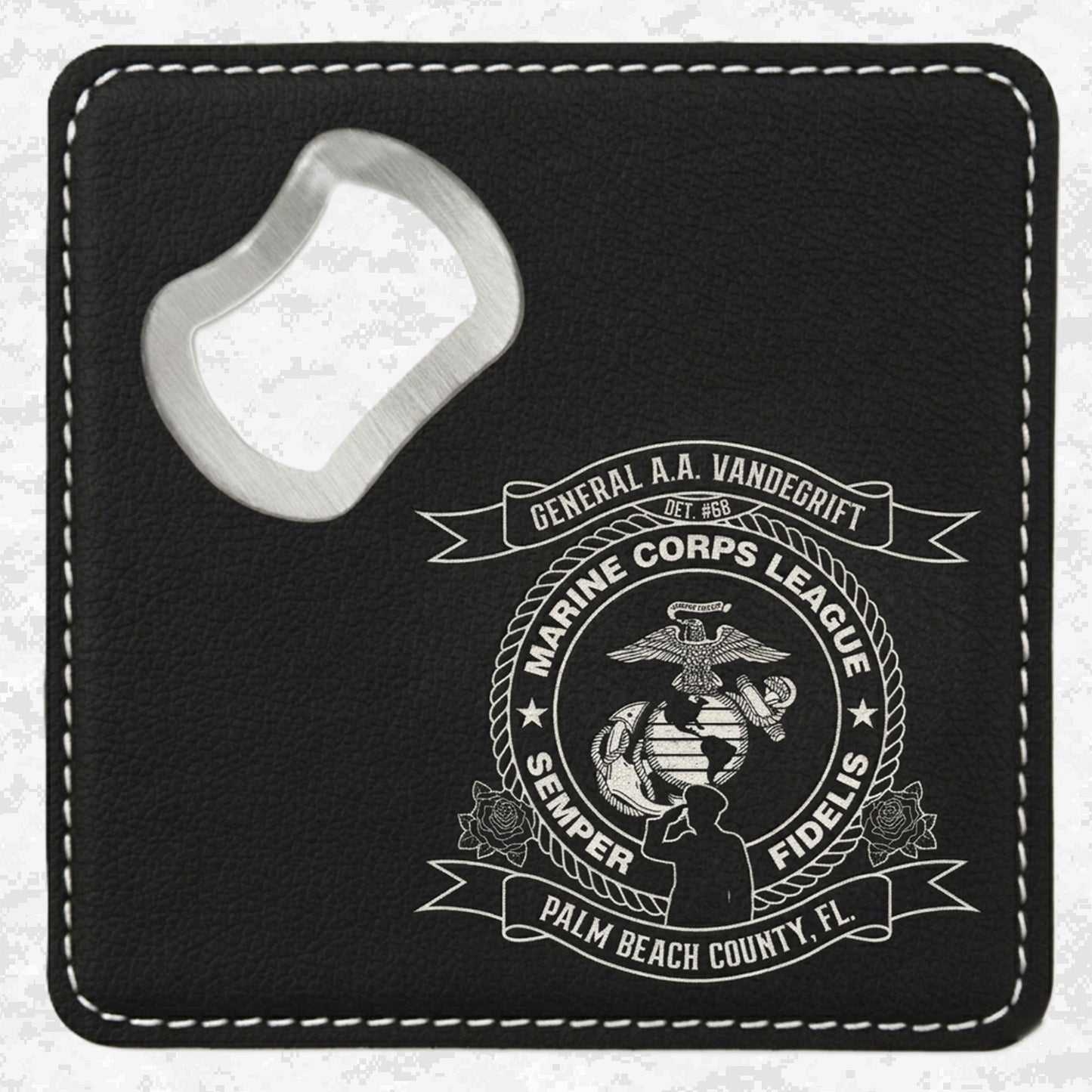 Marine Corps League | General A.A. Vandegrift Detachment #68 | Leather Coaster & Opener