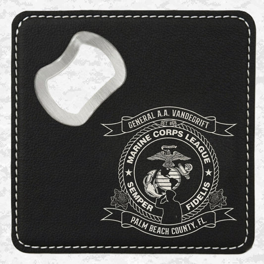 Marine Corps League | General A.A. Vandegrift Detachment #68 | Leather Coaster & Opener