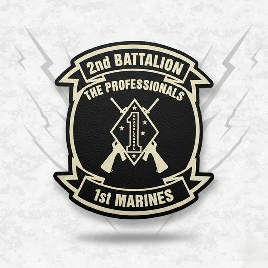 Leather Patch | 2nd Battalion 1st Marines Unit "The Professionals" | Velcro Backed | Brown / Black