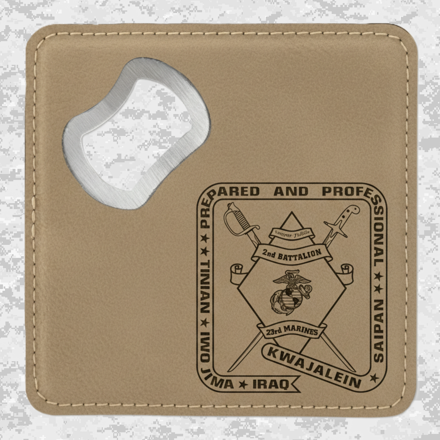 2nd Battalion 23rd Marines Unit "Prepared and Professional" #1 | Leather Coaster & Opener