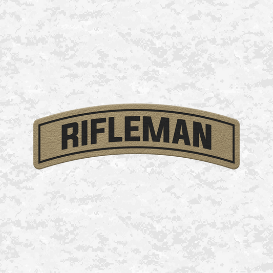 Rifleman Tab Insignia | Leather Patch | Velcro Backed