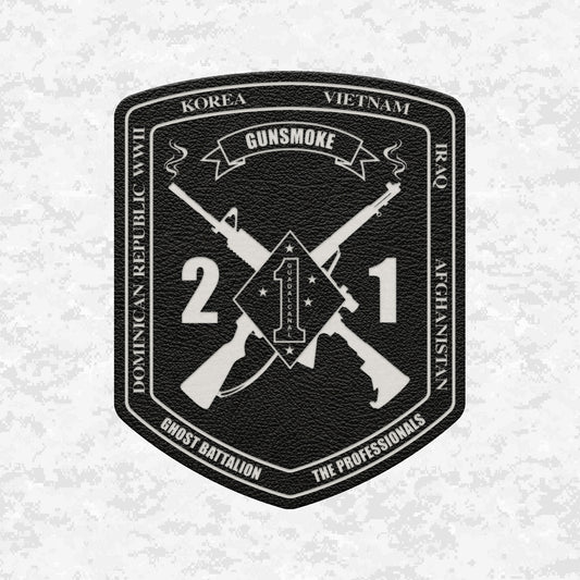 2nd Battalion 1st Marines Unit "Gunsmoke" | Leather Patch | Velcro Backed