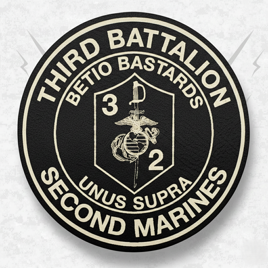 Leather Patch | 3rd Battalion 2nd Marines "Betio Bastards" | Velcro Backed | Brown / Black