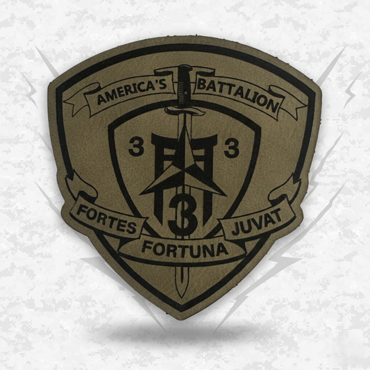 Leather Patch | 3rd Battalion 3rd Marines "Trinity" | Velcro Backed | Brown / Black