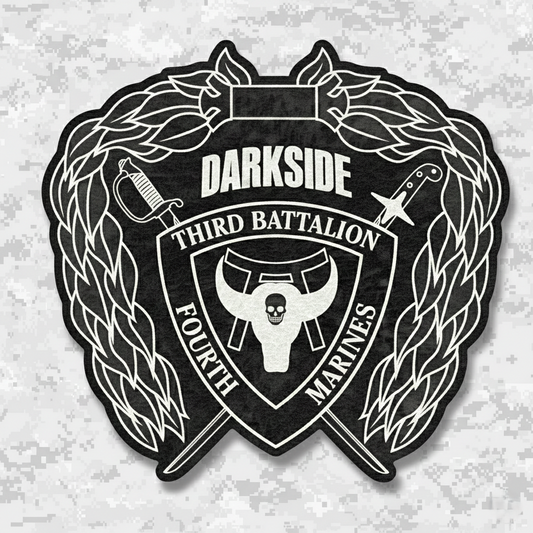 Leather Patch | 3rd Battalion 4th Marines "Darkside" | Velcro Backed | Brown / Black