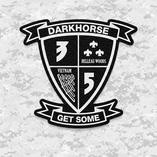 Leather Patch | 3rd Battalion 5th Marines Unit "Darkhorse" | Velcro Backed | Brown / Black
