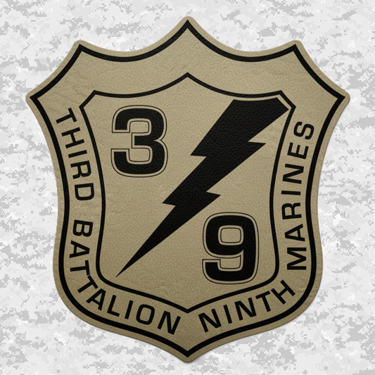Leather Patch | 3rd Battalion 9th Marines Unit "Shadow Warriors" | Velcro Backed | Brown / Black