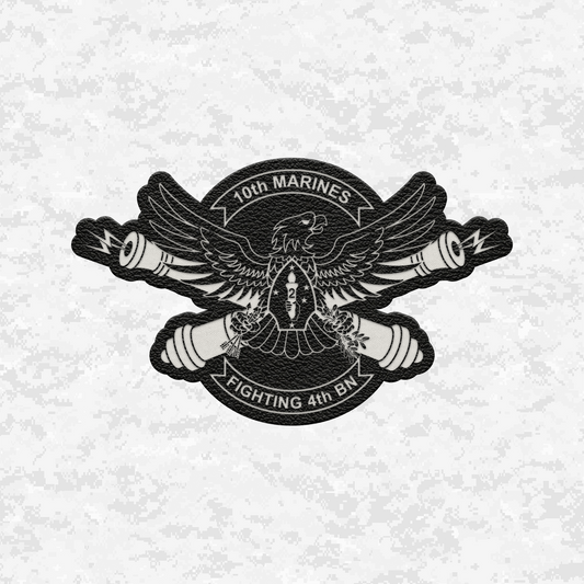 4th Battalion 10th Marines Unit "Fighting 4th" | Leather Patch | Velcro Backed