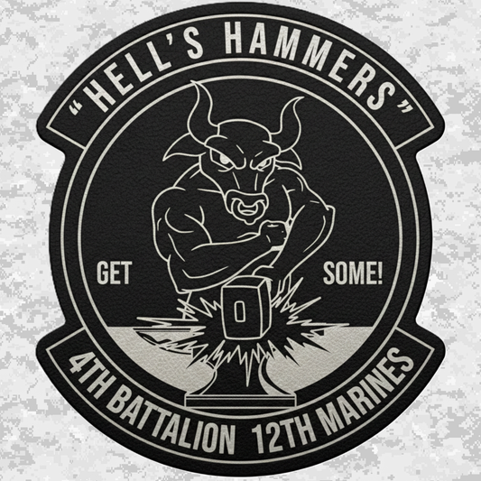 4th Battalion 12th Marines Unit "Hell's Hammers" | Leather Patch | Velcro Backed