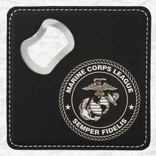 Marine Corps League | Semper Fidelis | Leather Coaster & Opener