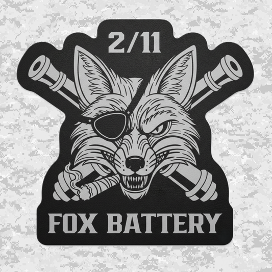 2/11 Fox Battery | Leather Patch | Velcro Backed | Brown / Black