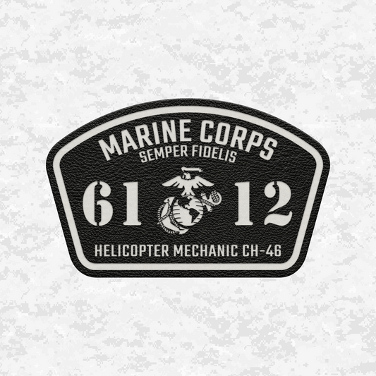 MOS 6112 Helicopter Mechanic CH-46 | Leather Patch | Velcro Backed