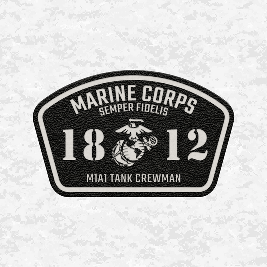 MOS 1812 M1A1 Tank Crewman | Leather Patch | Velcro Backed