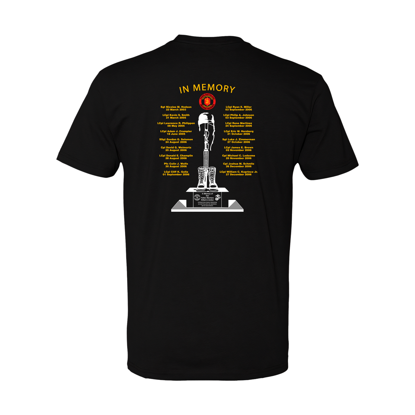 IN MEMORY 3D BATTALION 2D MARINES BETIO BASTARDS, T-Shirt