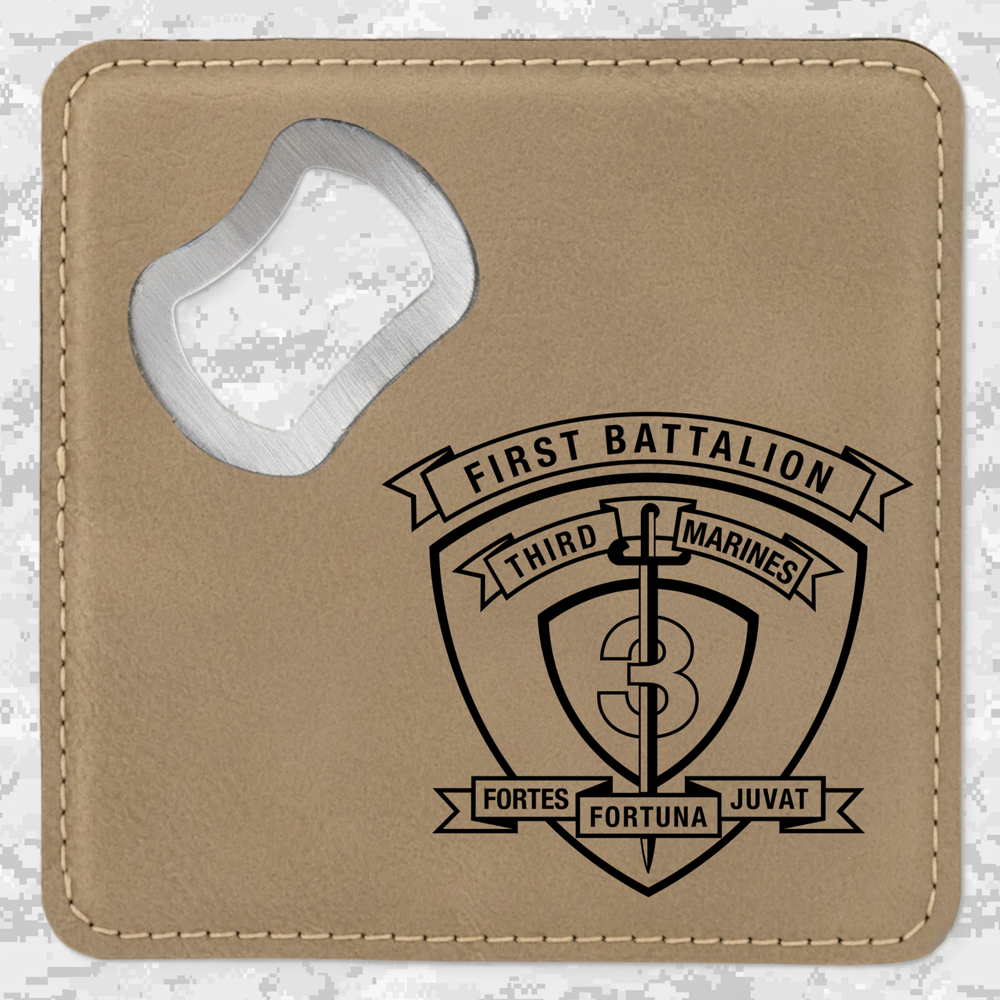 1st Battalion 3rd Marines "Lava Dogs" | Leather Coaster & Opener