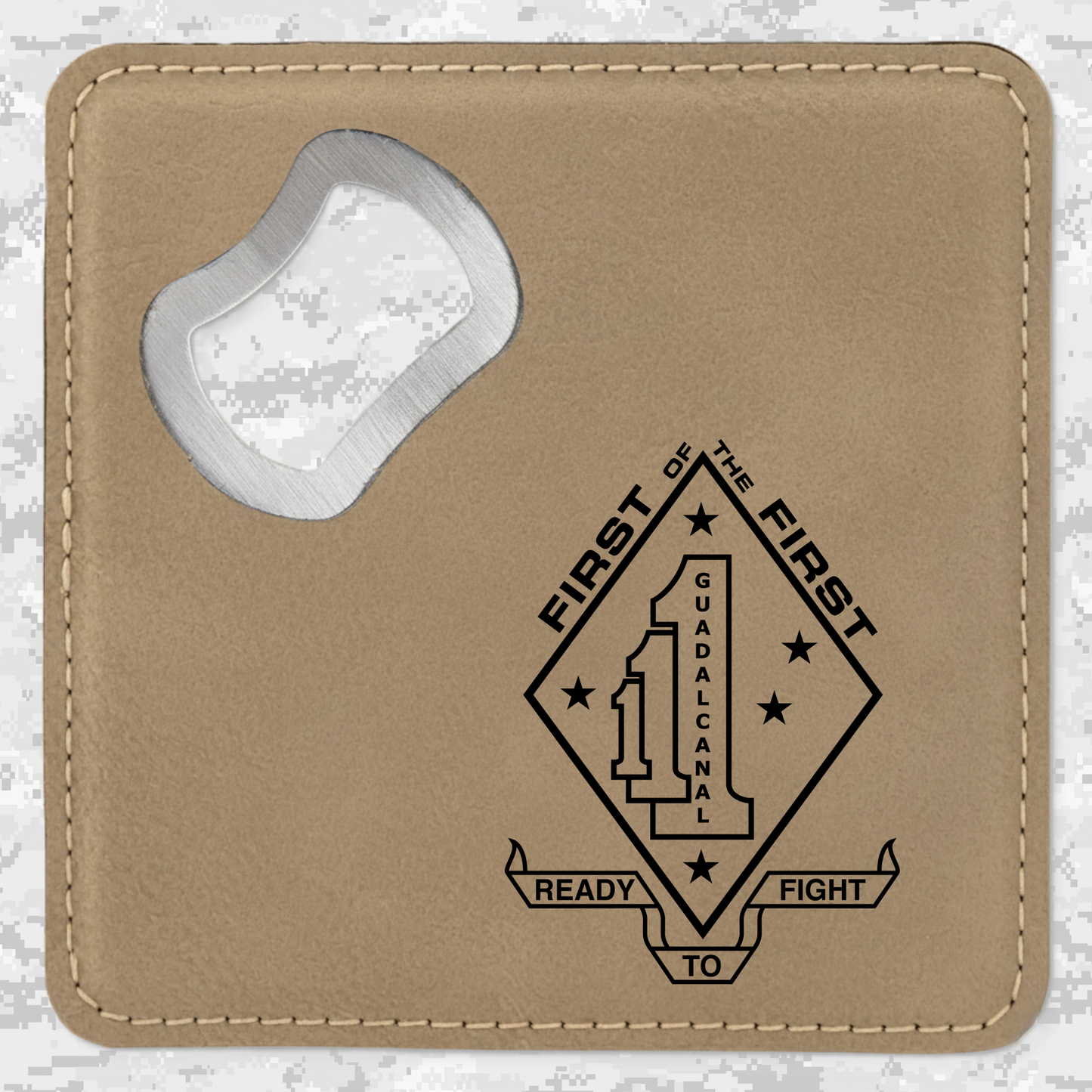 1st Battalion 1st Marines Unit "First of the First" | Leather Coaster & Opener
