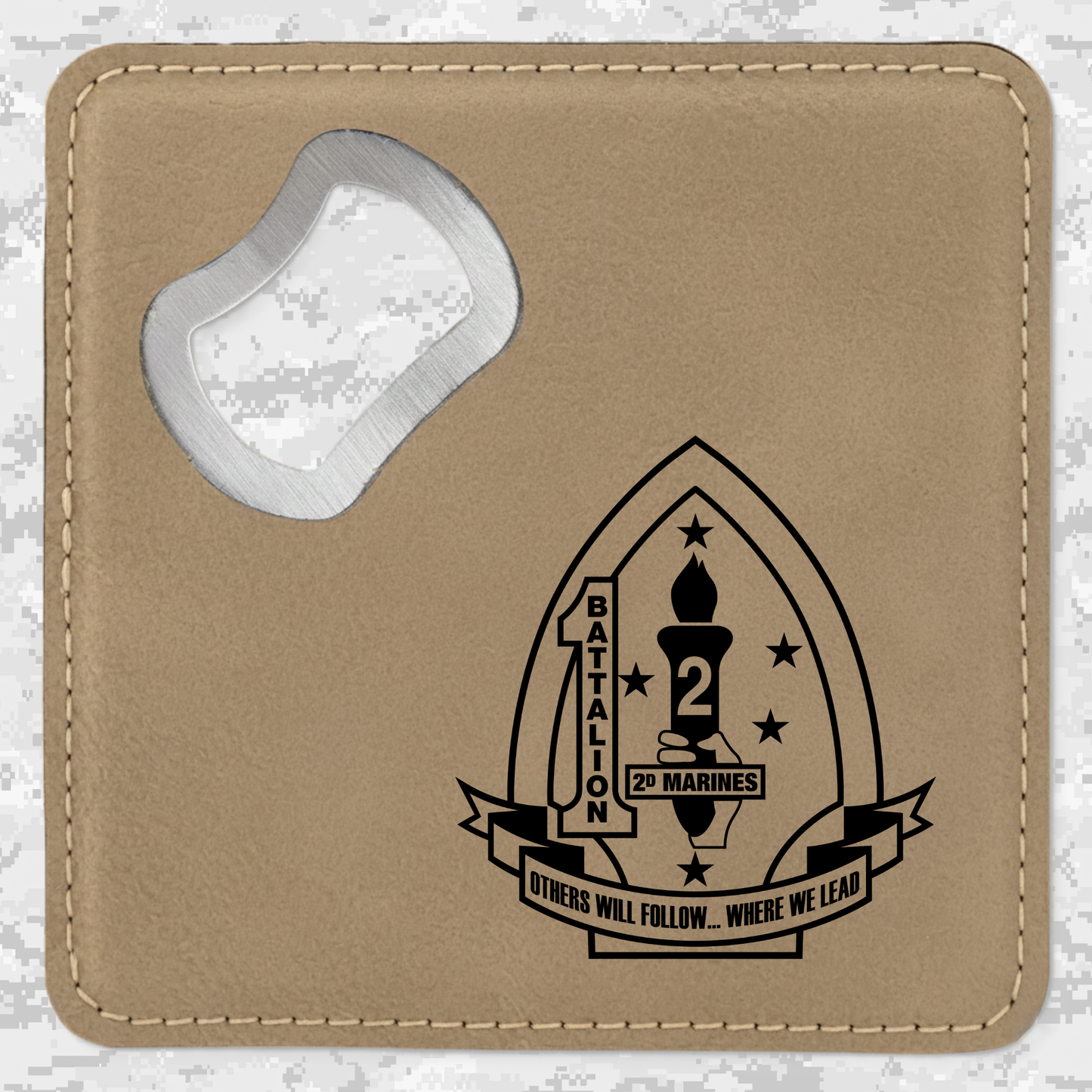 1st Battalion 2nd Marines "Typhoon" | Leather Coaster & Opener