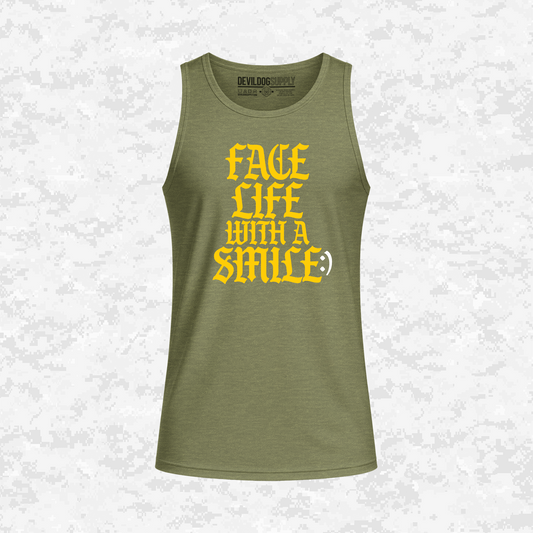 Face Life with a Smile | Essential Text | DRIFIT Sleeveless, Tank, Sleeveless Hoodie