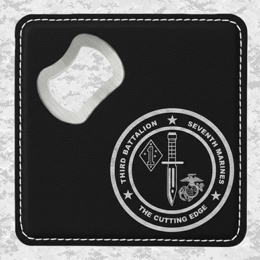 3rd Battalion 7th Marines "The Cutting Edge" #2 | Leather Coaster & Opener