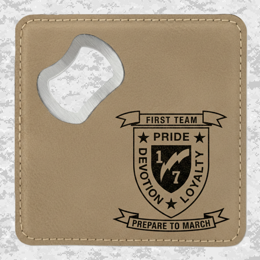 1st Battalion 7th Marines Unit "First Team" | Leather Coaster & Opener