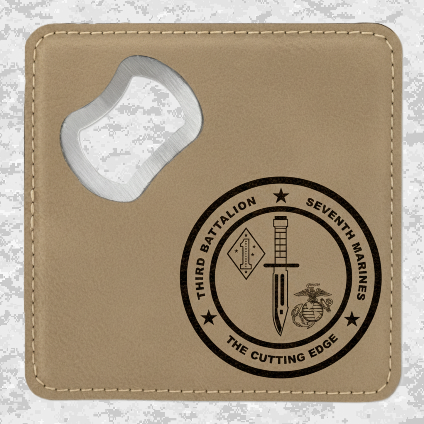 3rd Battalion 7th Marines "The Cutting Edge" #2 | Leather Coaster & Opener