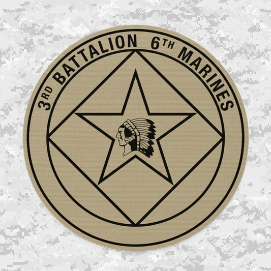 Leather Patch | 3rd Battalion 6th Marines Unit "Teufel hunden" | Velcro Backed | Brown / Black