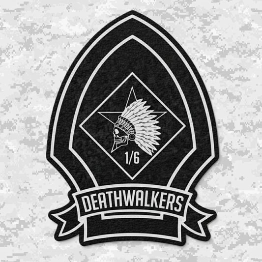 Leather Patch | 1st Battalion 6th Marines Unit "1/6 Hard" | Velcro Backed | Brown / Black