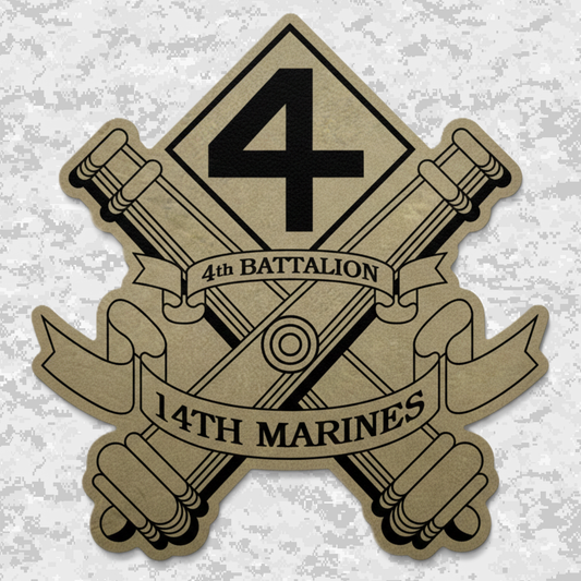 4th Battalion 14th Marines | Leather Patch | Velcro Backed