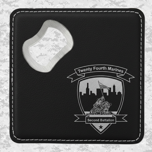 2nd Battalion 24th Marines Unit ¨The Mad Ghosts¨ #1 | Leather Coaster & Opener