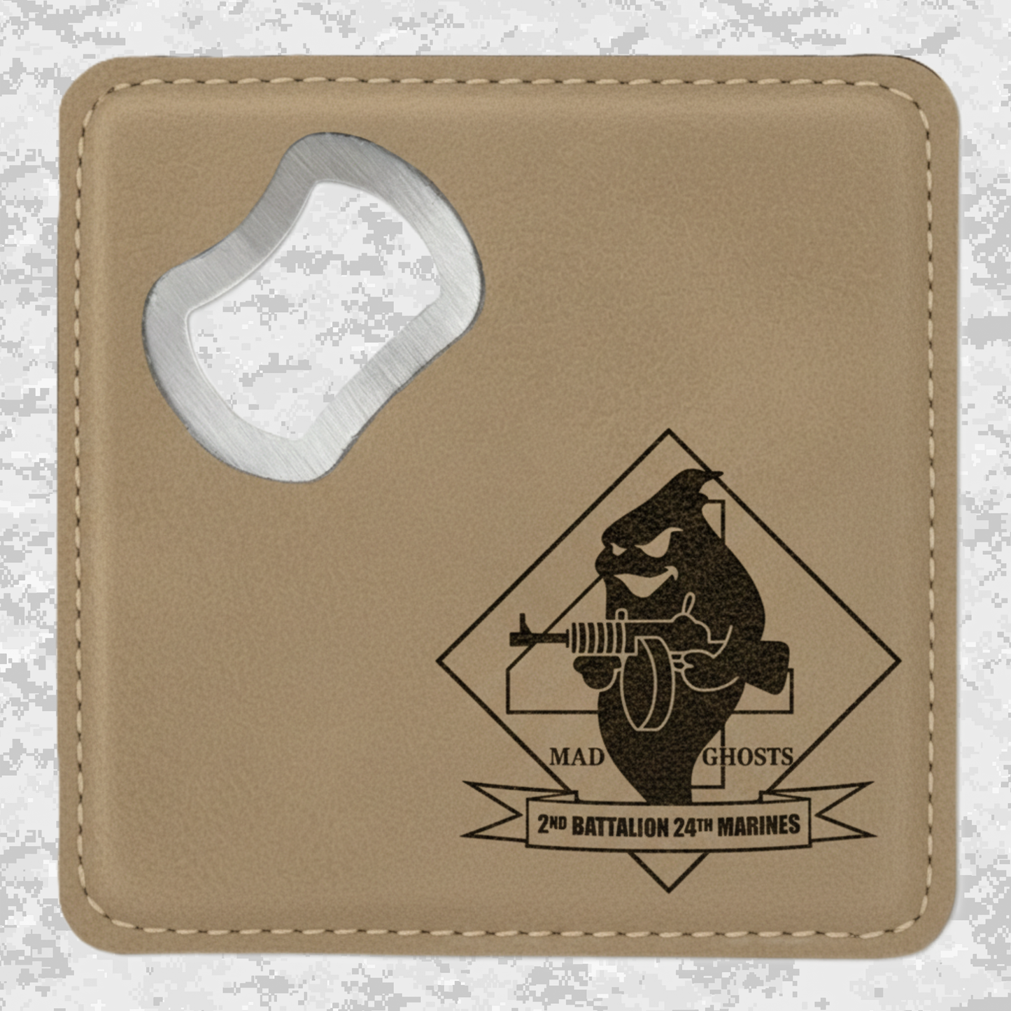 2nd Battalion 24th Marines Unit ¨The Mad Ghosts¨ #2 | Leather Coaster & Opener