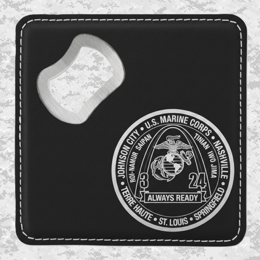 3rd Battalion 24th Marines unit "Always Ready" | Leather Coaster & Opener