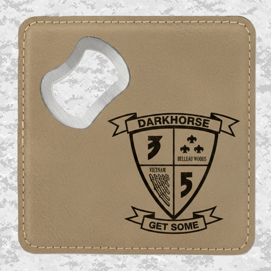 3rd Battalion 5th Marines Unit "Darkhorse" | Leather Coaster & Opener