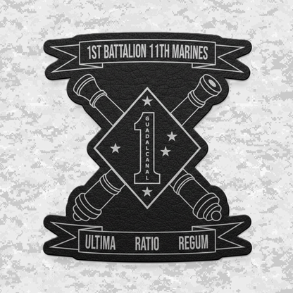 1st Battalion 11th Marines Unit "Cobra" | Leather Patch | Velcro Backed | Brown / Black
