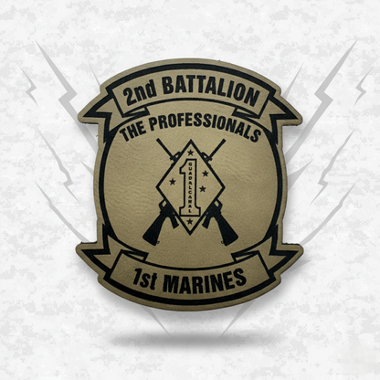 Leather Patch | 2nd Battalion 1st Marines Unit "The Professionals" | Velcro Backed | Brown / Black