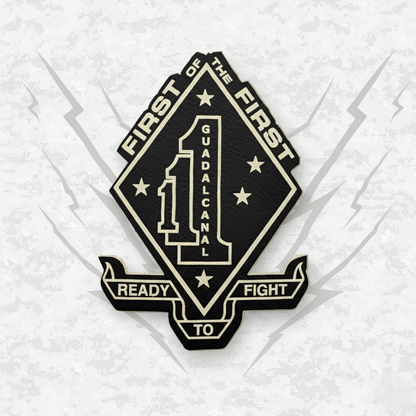 Leather Patch | 1st Battalion 1st Marines Unit "First of the First" | Velcro Backed | Brown / Black