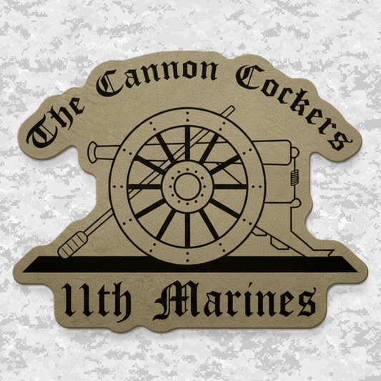 11th Marines Regiment "The Cannon Cockers" | Leather Patch | Velcro Backed | Brown / Black