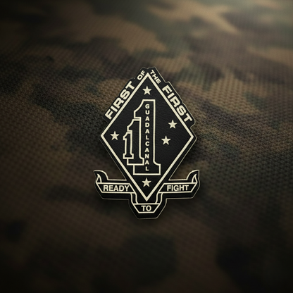 Leather Patch | 1st Battalion 1st Marines Unit "First of the First" | Velcro Backed | Brown / Black