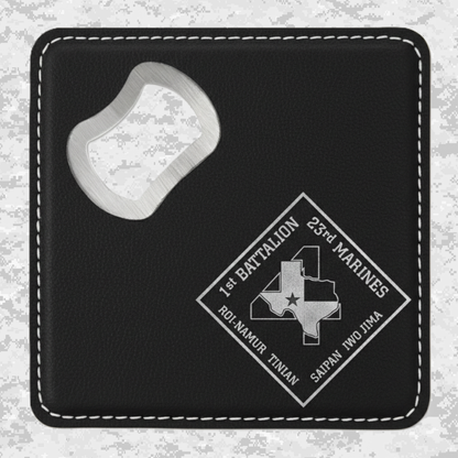 1st Battalion 23rd Marines Unit "Lone Star" | Leather Coaster & Opener