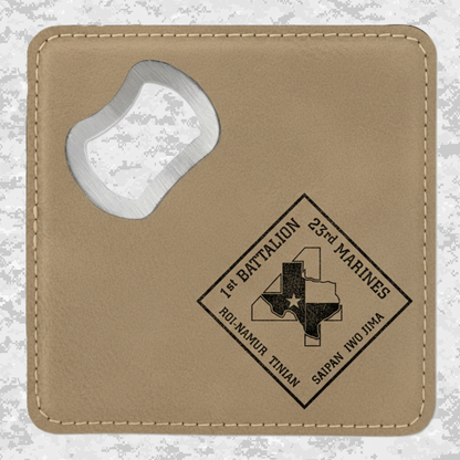 1st Battalion 23rd Marines Unit "Lone Star" | Leather Coaster & Opener