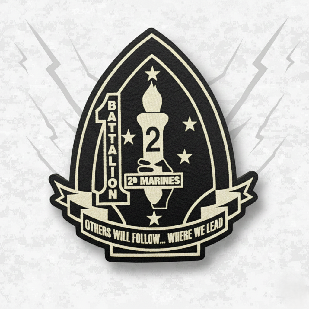 Leather Patch | 1st Battalion 2nd Marines "Typhoon" | Velcro Backed | Brown / Black