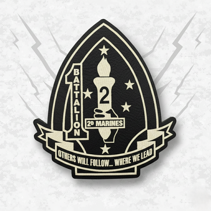 Leather Patch | 1st Battalion 2nd Marines "Typhoon" | Velcro Backed | Brown / Black