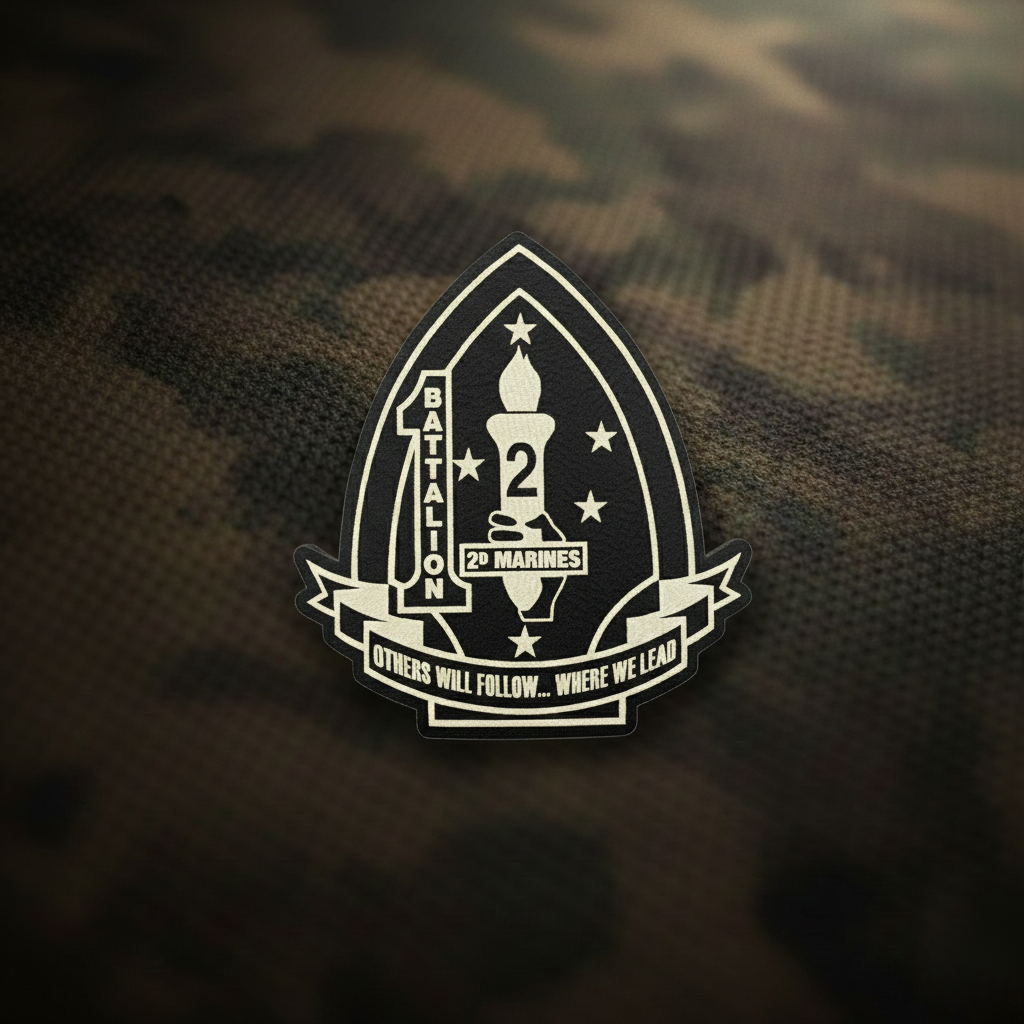 Leather Patch | 1st Battalion 2nd Marines "Typhoon" | Velcro Backed | Brown / Black