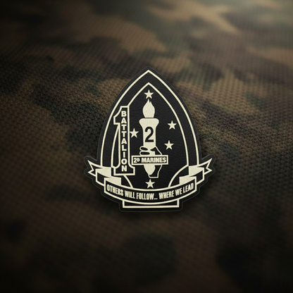 Leather Patch | 1st Battalion 2nd Marines "Typhoon" | Velcro Backed | Brown / Black