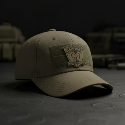 Leather Patch | 1st Battalion 3rd Marines "Lava Dogs" | Velcro Backed | Brown / Black