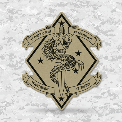 Leather Patch | 1st Battalion 4th Marines "The China Marines" | Velcro Backed | Brown / Black