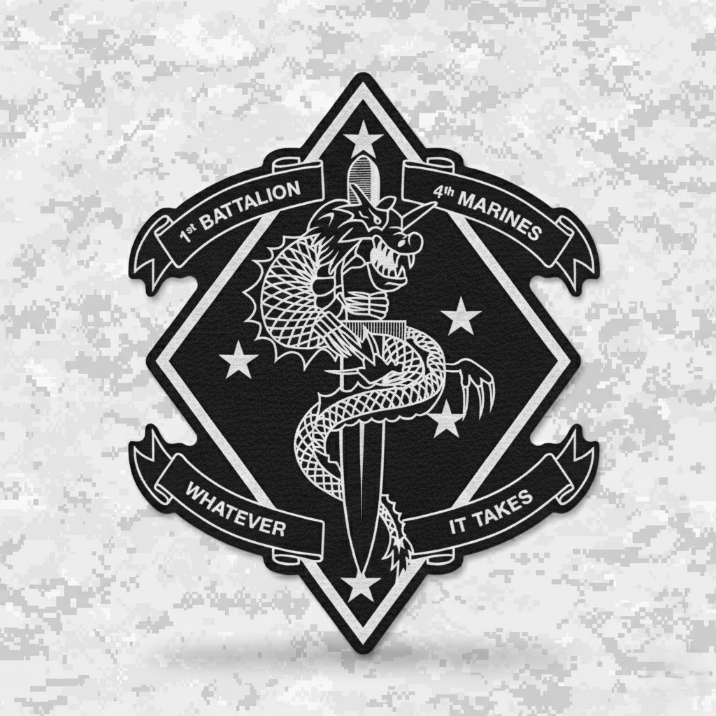 Leather Patch | 1st Battalion 4th Marines "The China Marines" | Velcro Backed | Brown / Black