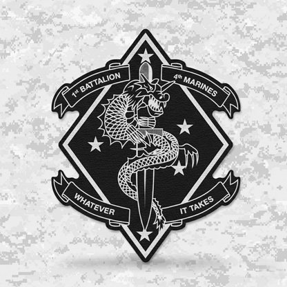 Leather Patch | 1st Battalion 4th Marines "The China Marines" | Velcro Backed | Brown / Black