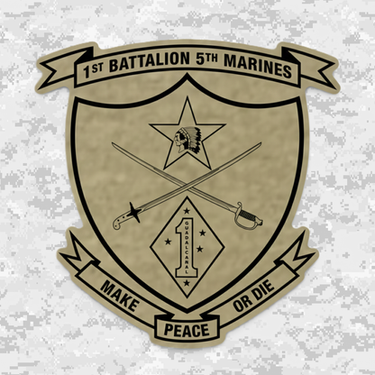 Leather Patch | 1st Battalion 5th Marines Unit "Geronimo" | Velcro Backed | Brown / Black